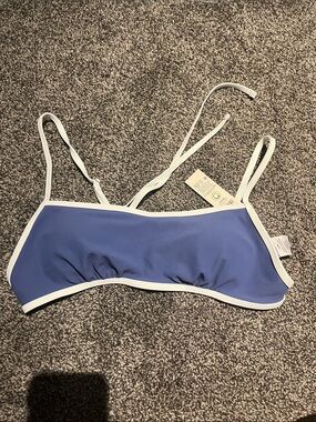 No Boundaries Blue Bralette Bikini Top with White Trim